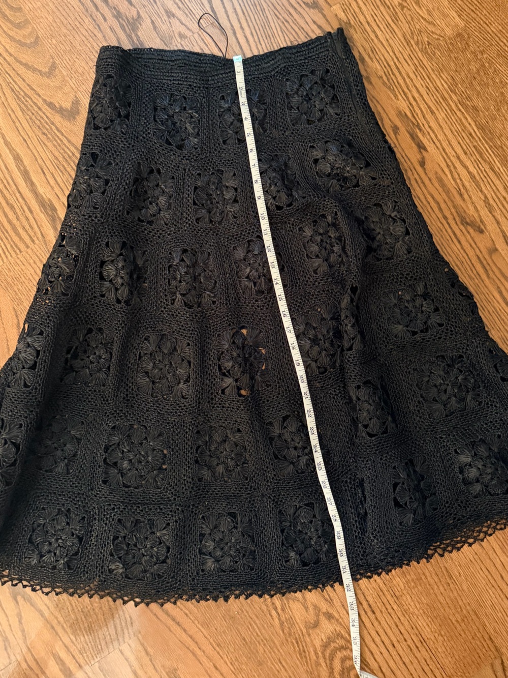 Black Crochet A-Line Women's Skirt - Picture 3 of 6